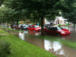 Cars in standing water