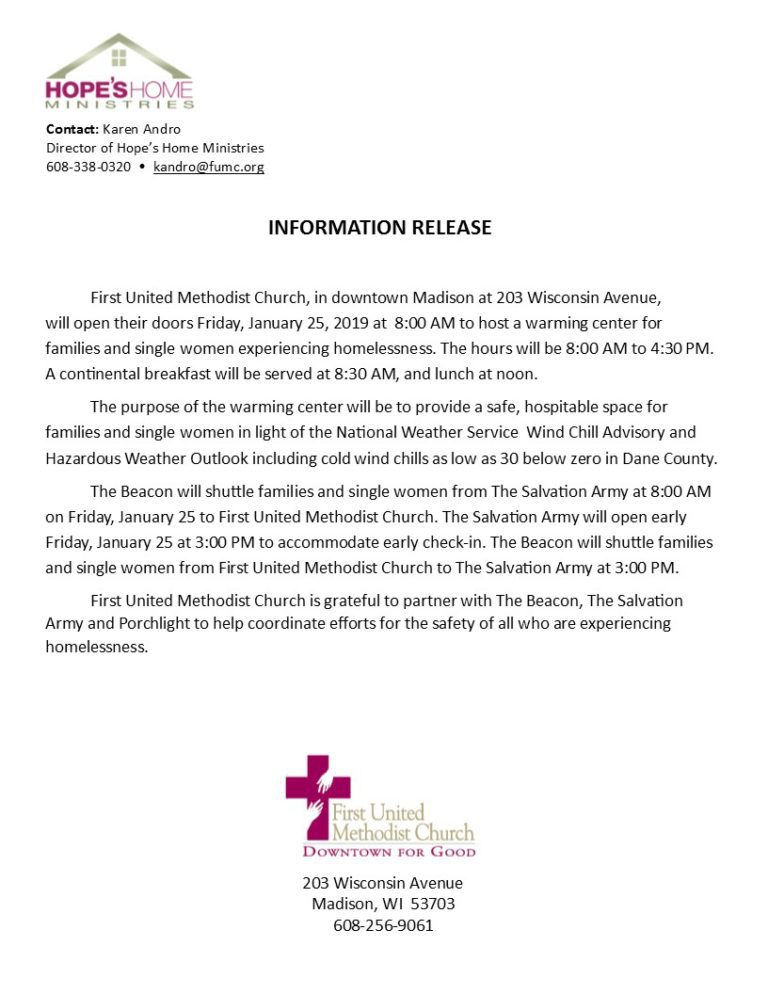 Warming Center for Homeless Families and Single Women