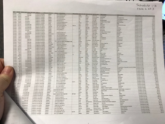 Kaleem Caire's Campaign Finance Report with teeny-tiny font - page 1