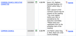 city meetings 3/2/20 -legistar 3/3/20