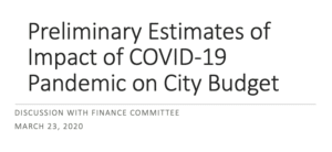 covid-91 city budget impacts