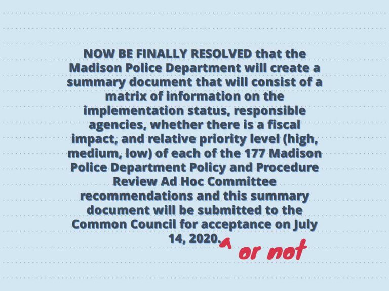 Madison Police Status Report on 177 Ad Hoc Committee Recommendations