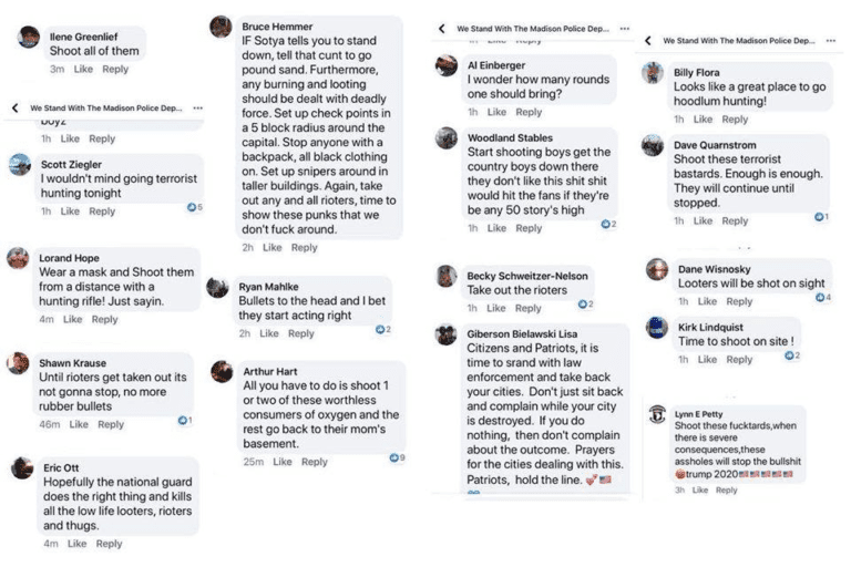 We stand with the Madison Police Department AND want to shoot protesters