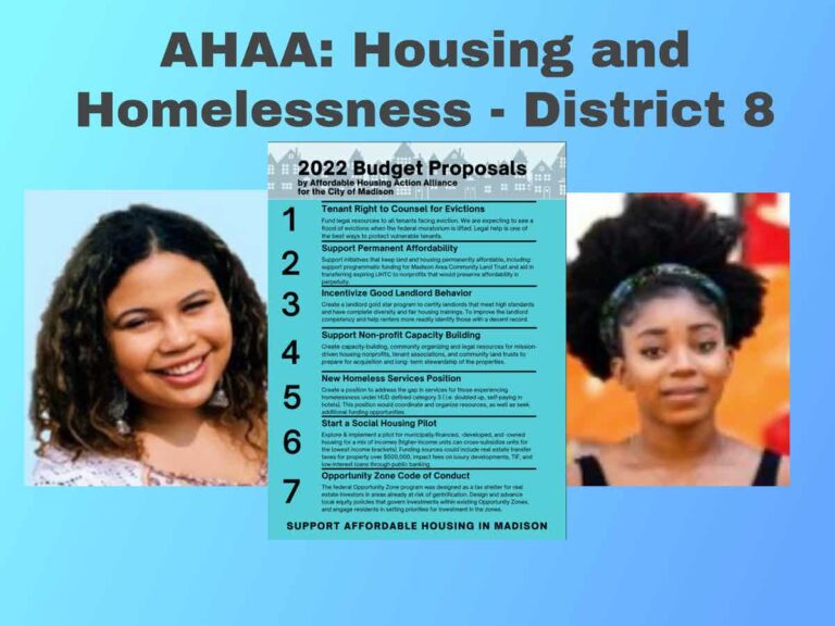 District 8 AHAA Answers:  Juliana Bennett and Ayomi Obuseh on Housing & Homelessness