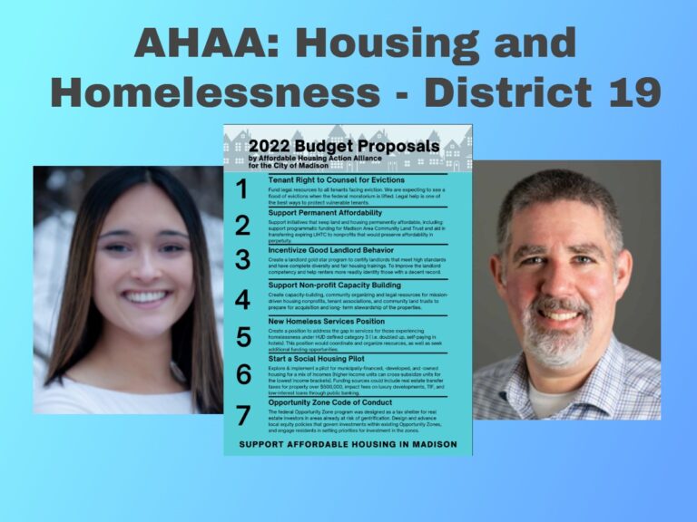 District 19 AHAA Answers:  Keith Furman and Aisha Moe on Housing & Homelessness
